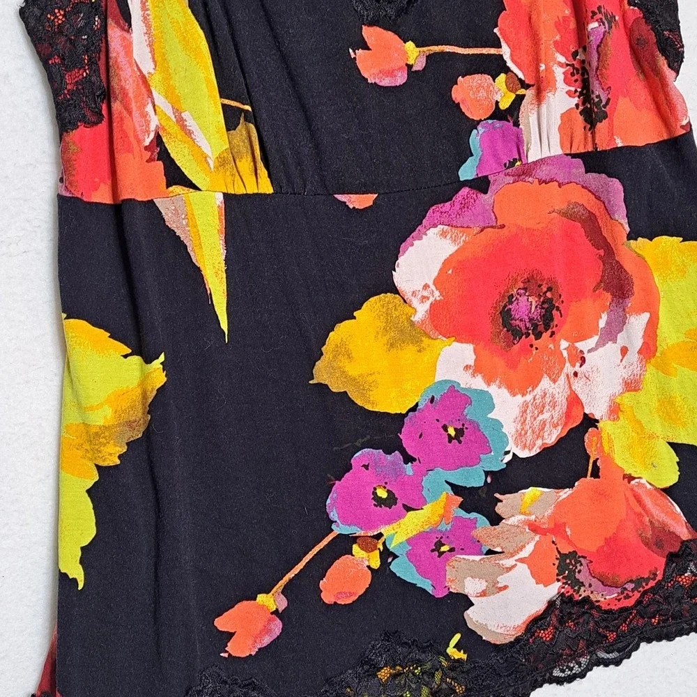 Lane Bryant Cami Womens 18 20 Black Floral Lace Trim V Neck Sleeveless Tank Top - Picture 8 of 13